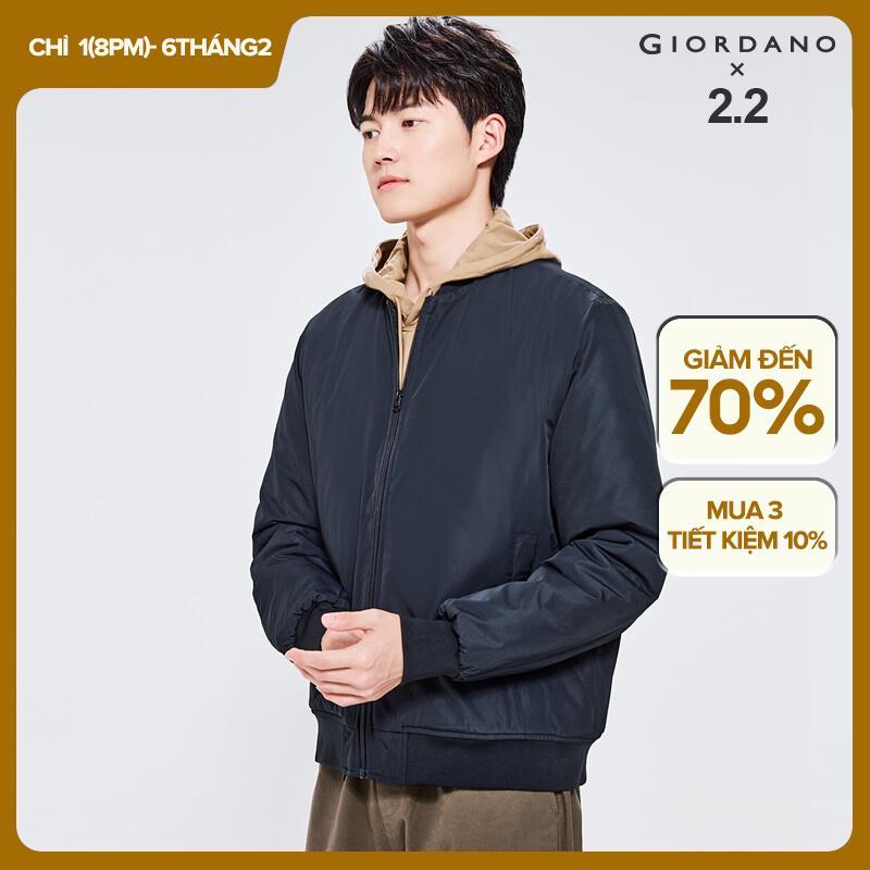 GIORDANO Men Bomber Jackets Windproof Stand Collar Padded Bomber Jackets Multi-Pocket Solid Color Casual Bomber Jackets 13072823