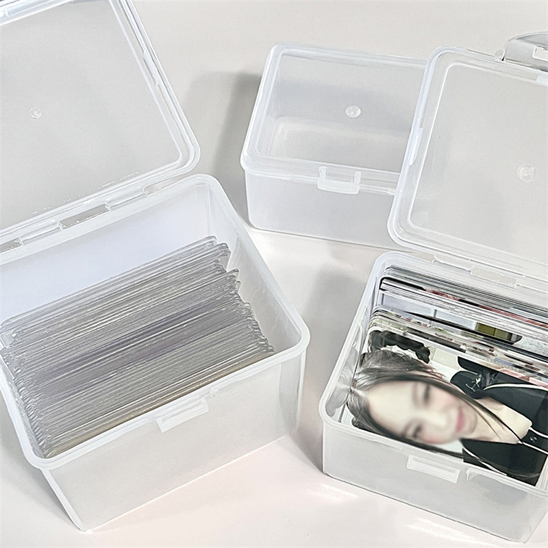 Hanlu Photocards Storage Box Transparent Stickers Korea Idol Card Holder Desk Storage Organizer Classification Box Stationery