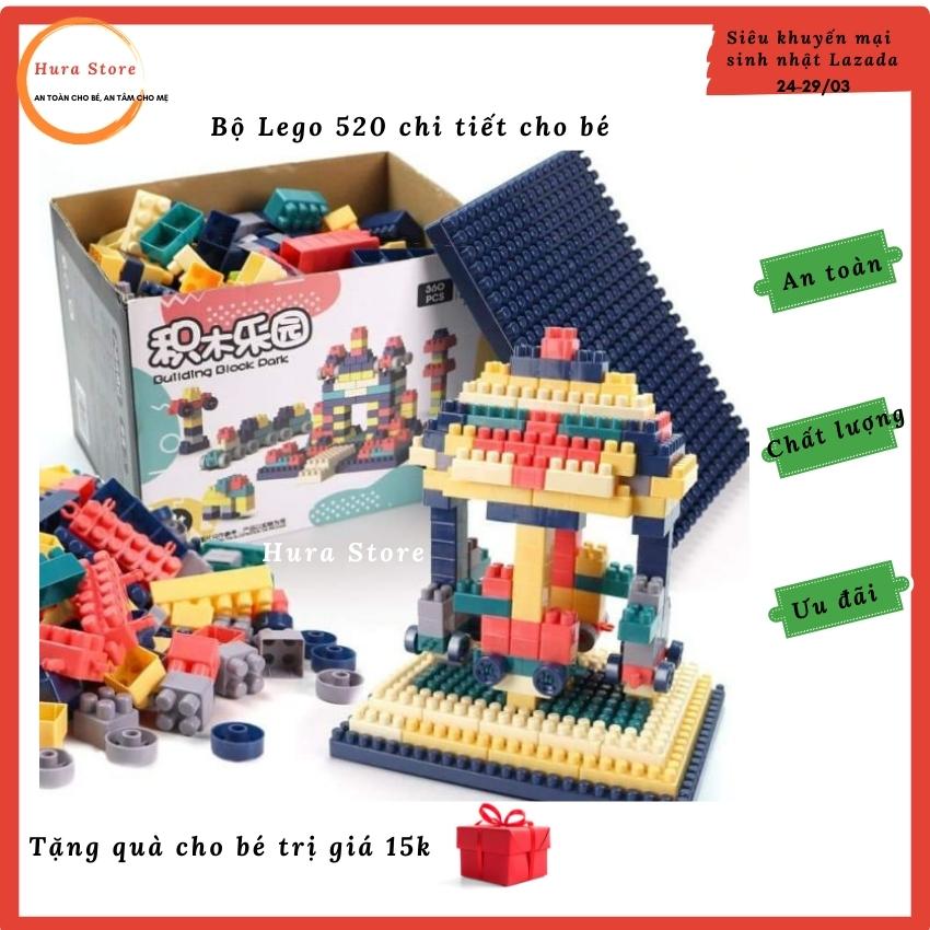 [Freeship+quà15k]bộ lego 520 chi tiết nhựa ABS Hura Kid ghép hình sáng tạo kích thích trí thông minh cho bé, tặng bàn chải đánh răng hình gấu 15k