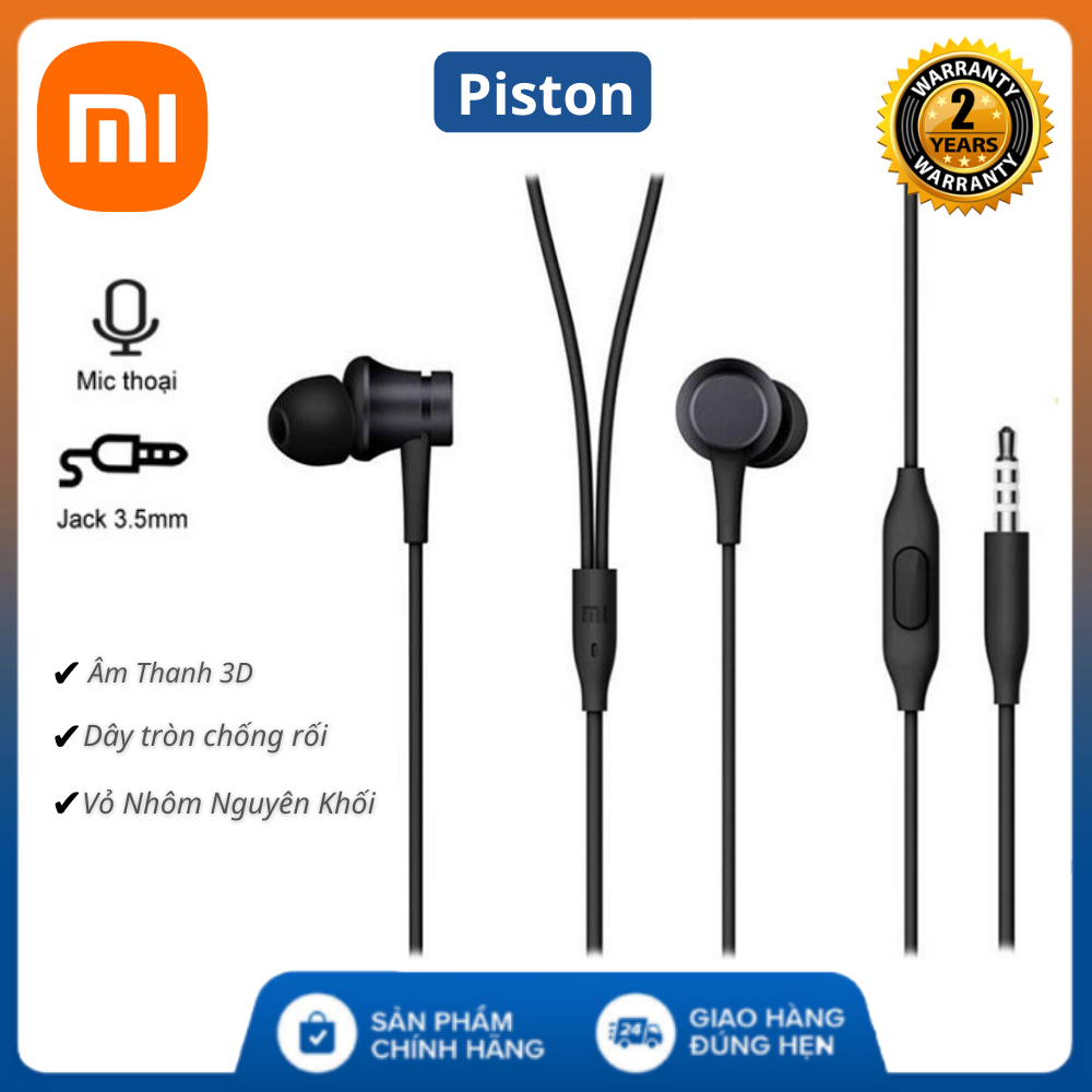Tai nghe nhét tai Xiaomi Piston – Tai Nghe Xiaomi Basic siêu bass, có mic, dây chống rối - Tai Nghe Xiaomi Chính Hãng Có Dây