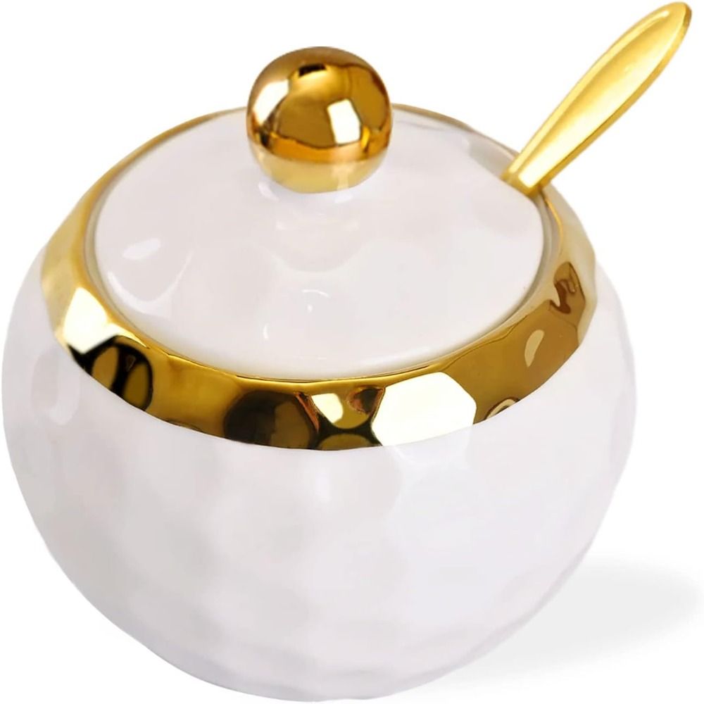YPB585111 White Seasoning Jar Ceramic 3.953.75 Inch Salt Container Fashionable Porcelain Salt Bowl Kitchen