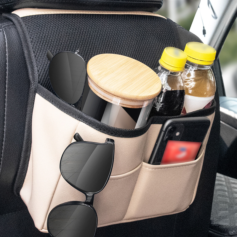 Car Storage Pocket PU Leather Auto Organizer Seatback Hanging Bag