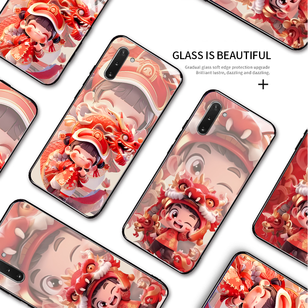 Jinsouwe Casing For Samsung Galaxy Note 10 Note 10 Lite Note 10 Plus Note 20 Note 20 Ultra Note 8 Note 9 Cartoon Dragon Baby Phone Case Shockproof Case Smooth Tempered Glass Protective Case