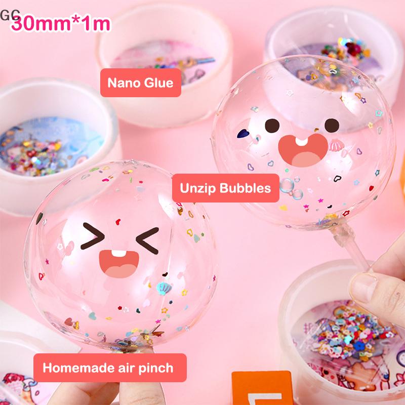 GC✍🏻📚🎨 Đa năng Nano băng với ống hút hạt cho DIY Craft trẻ em Pinch Đồ chơi làm thổi bong bóng dính traceless Nano Băng
