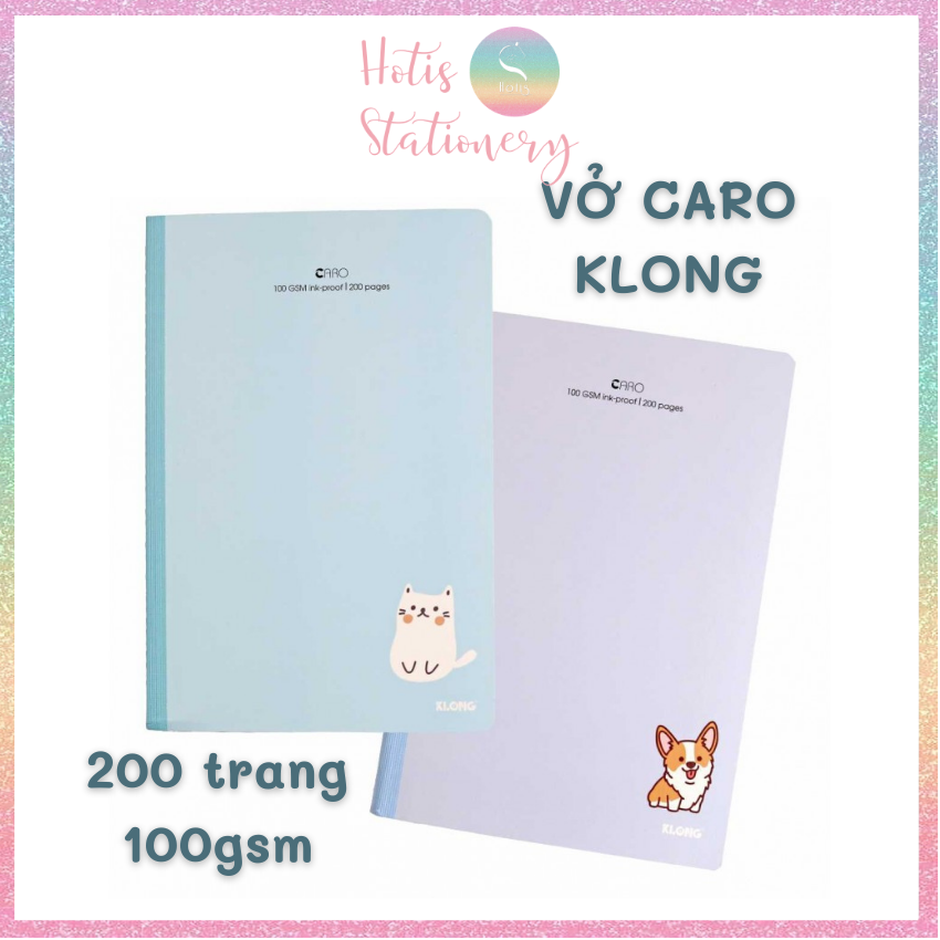 Vở may dán gáy Hotis B5 Kẻ ô Caro KLONG 100gsm - 80/ 120/ 200 trang