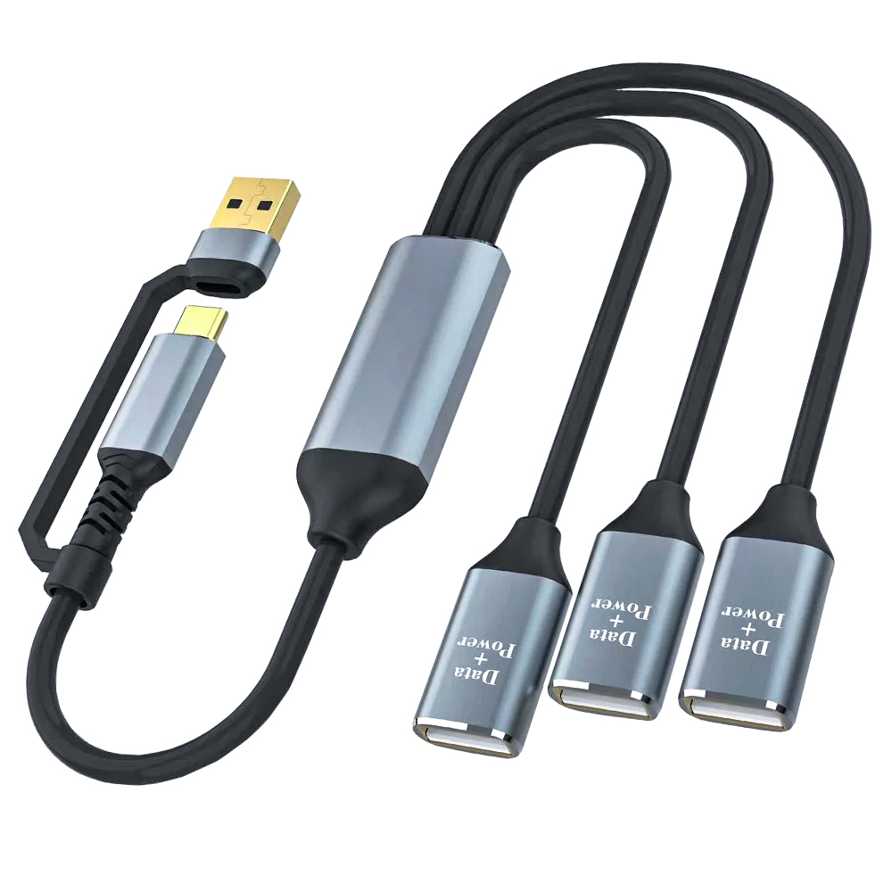 Fonken 3 in 2 usb c hub 2.0 type c 3 port multi splitter adapter otg usb power adapter for macbooks pro pc laptop usb port extender hub