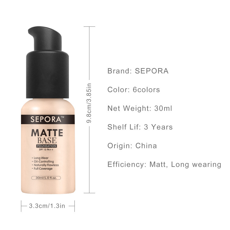 【BEAUTYBIGBANG】30ml Face Matte Liquid Foundation Base Makeup Oil Control 24 Hours Lasting Concealer Full Coverage Waterproof Contour Makeup