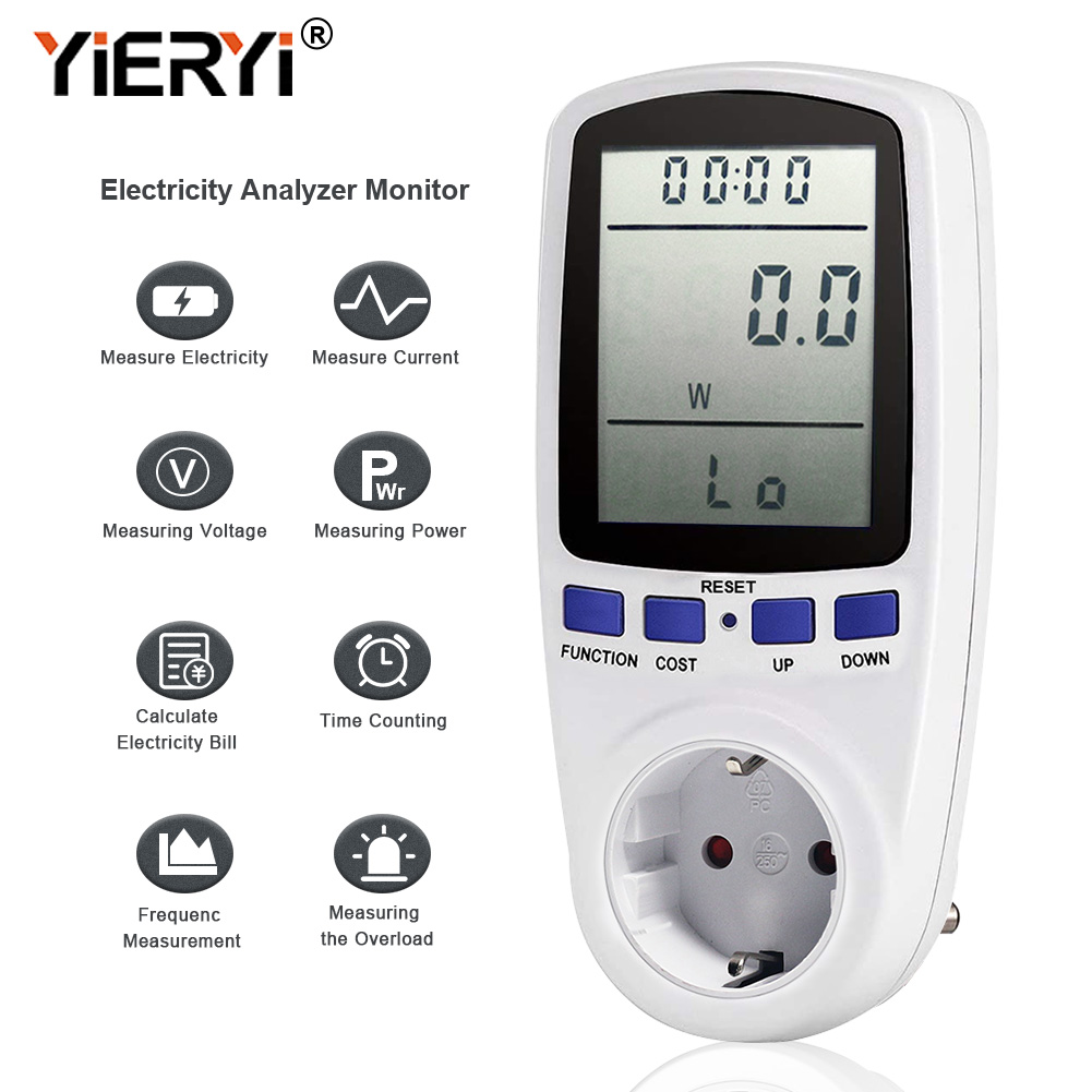 230V EU Digital LCD Power Meter Wattmeter Socket Wattage Kwh Energy