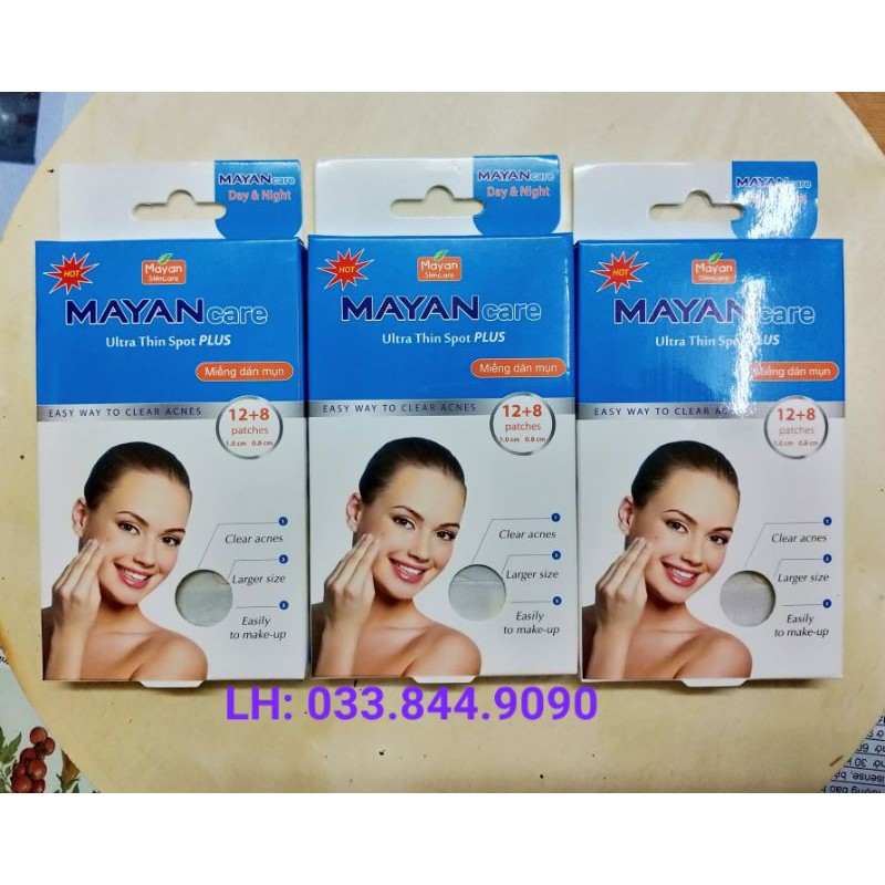 Miếng dán mụn MAYAN Care Xanh 12+8