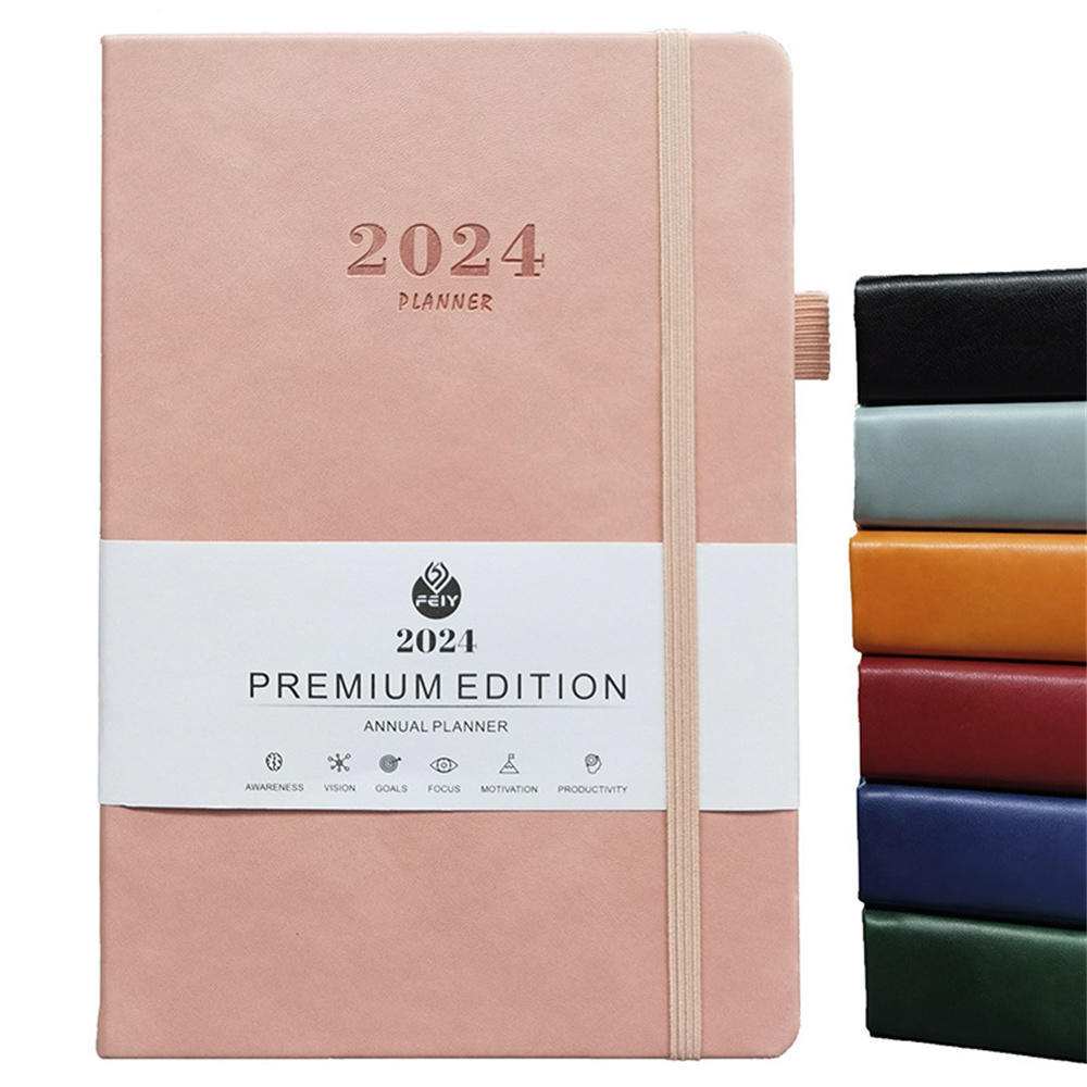 2024 English Yearly Calendar 365 Days Efficiency Study Planner Schedule Study Daily Office Planner A5 Planner Notebook