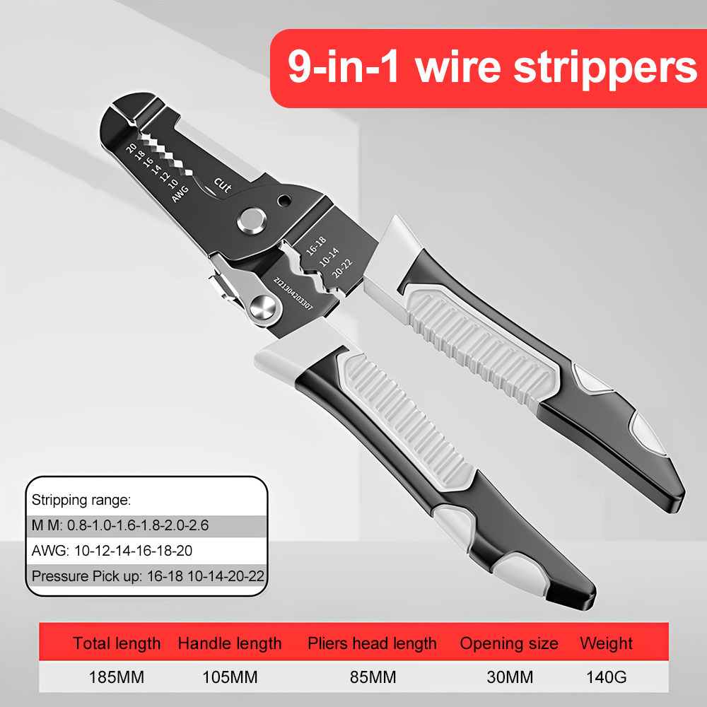 VOKTTA Heavy Duty Pliers Set Lineman Pliers Diagonal Side Cutting Pliers Needle Nose Pliers with Wire Stripper Crimper Cutter Function