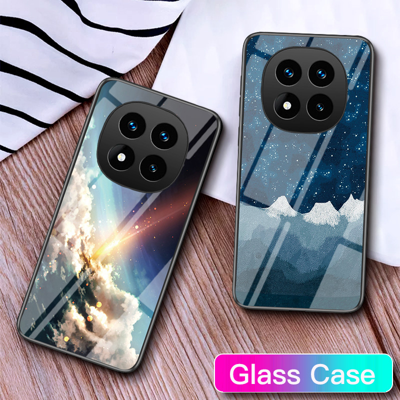 For Redmi Note 14 Phone Case Tempered Glass Protector Rainbow Gradient Fantasy Starry Glass Colorful Cover for Redmi Note 14 Pro Plus Cover Casing HP