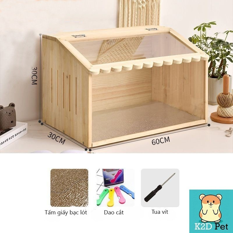 L11 Lồng gỗ mặt mica cho hamster