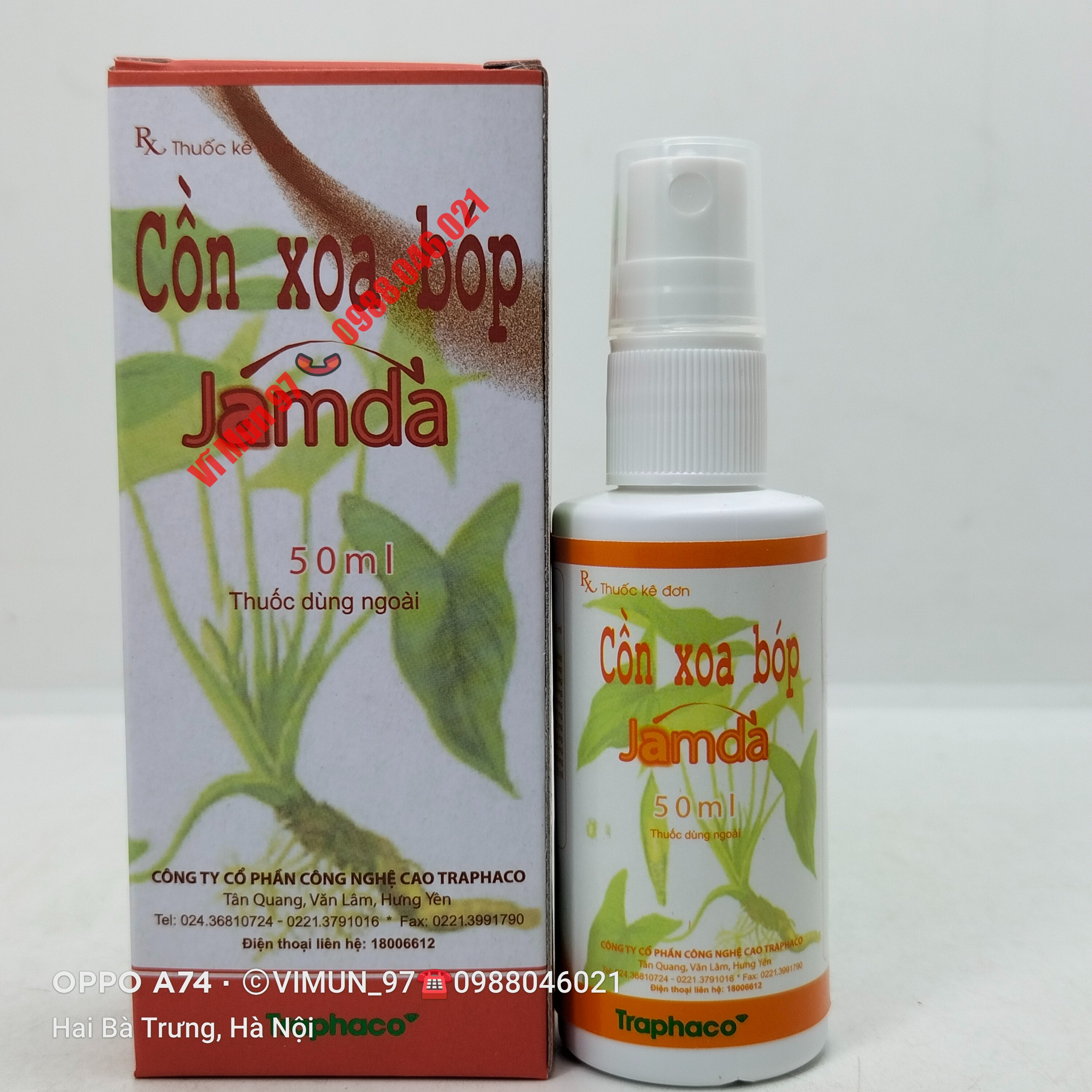 Cồn xoa bóp Jamda chai xịt 50ml