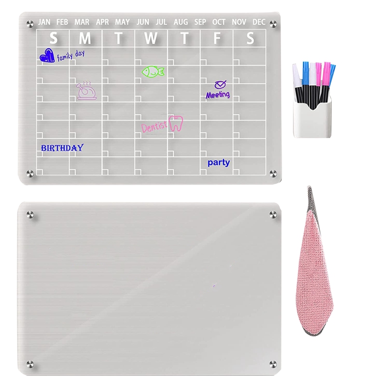2 Pcs Acrylic Magnetic Dry Erase Board Dry Erase Board Planner Board for Refrigerator