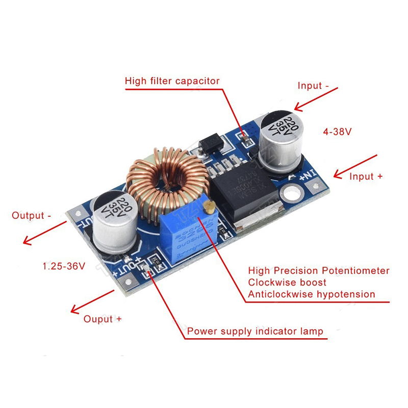 Xl4005 dsn5000 vượt qua LM2596 DC-DC có thể điều chỉnh bước xuống 5A mô-đun điện 5A dòng điện cao bước xuống mô-đun