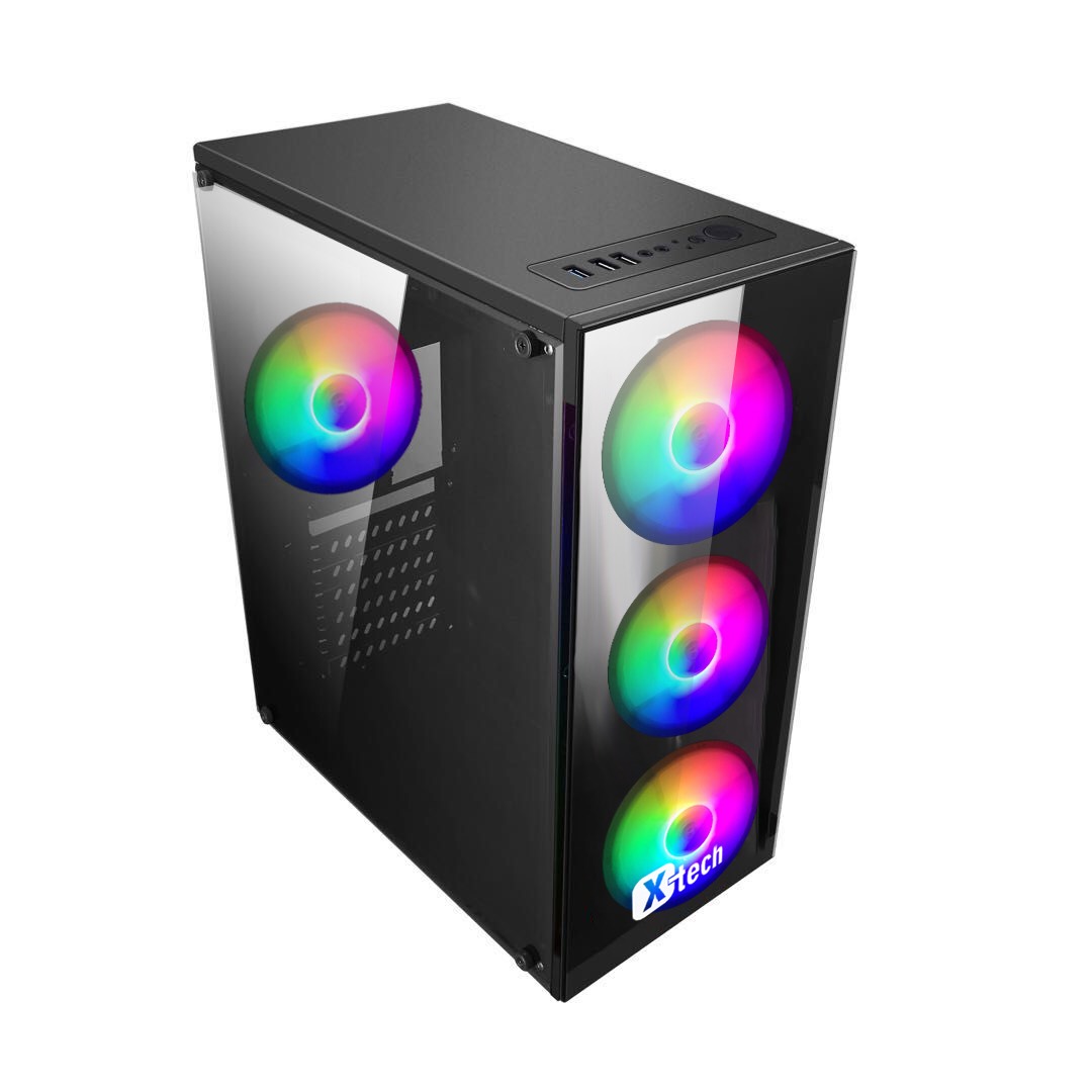 Vỏ máy tính XTECH G340 Gaming - 2 MẶT KÍNH cường lực Kèm 4 Fan LED thumbnail