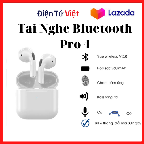 Tai Nghe Bluetooth Không Dây TWS Mini Pro 4 , Pin Trâu, Chống Ồn thumbnail