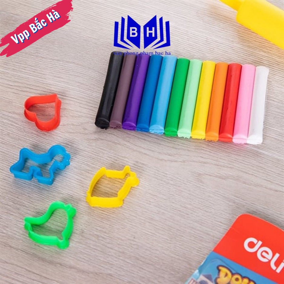 Đất nặn deli 75021 - 75041 - 8 màu/ 12 màu, có khuôn đi kèm theo - an toàn và tin cậy cho bé