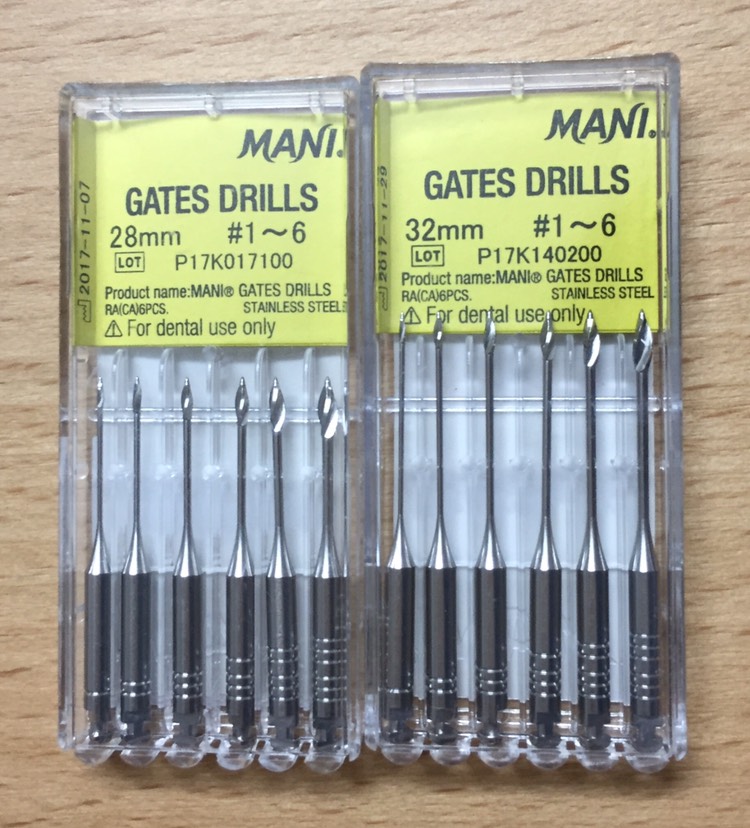 Dụng cụ nội nha mũi nha khoa Gate Drills và Peeso Reamers Mani
