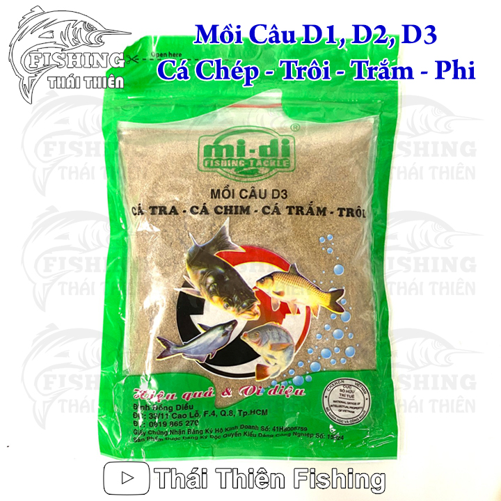 Mồi Câu D1, D2, D3 Cá Chép, Rô Phi, Trắm, Trôi, Tra, Trê, Chim