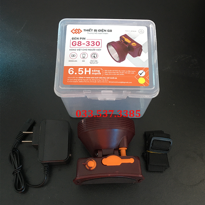 Đèn đeo đầu, đèn pin siêu sáng, đén pin led siêu sáng G8 330 pin 3000mAh