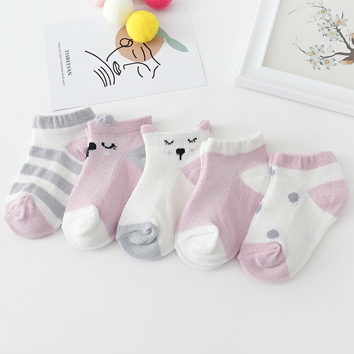 Set 5 đôi Tất vớ điều hòa Kids Socks cho bé sơ sinh - 2 tuổi thông thoáng