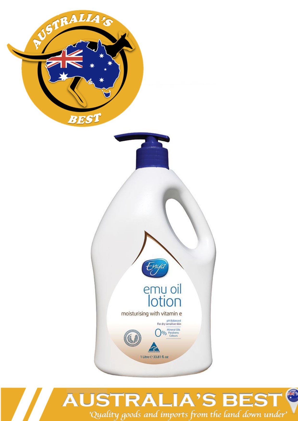 Enya Emu Oil Lotion With Vitamin E for Dry Sensitive Skin 1 Litre