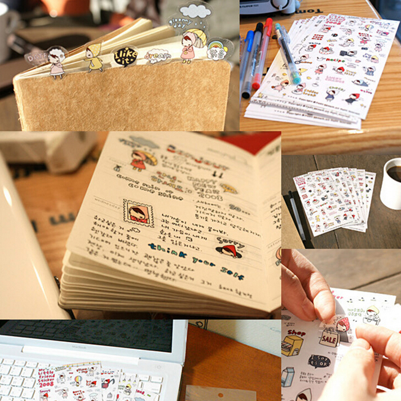 6 sheets My Little Friend DIY Schedule Diary Calendar Filofax Decoration Sticker. 