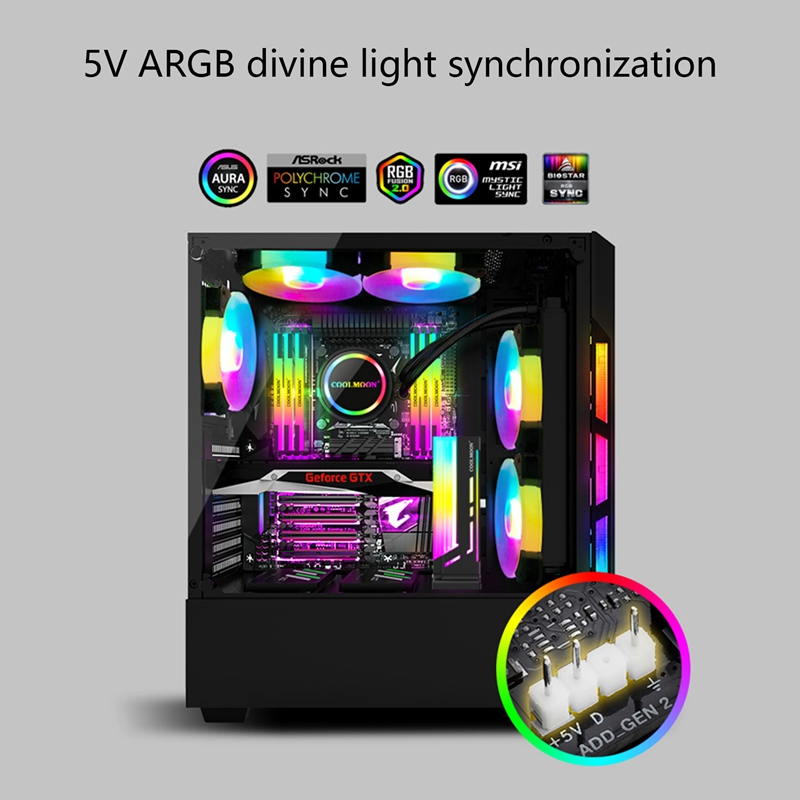 COOLMOON Graphics Card Holder 5V ARGB Vertical Graphics Stand GPU Bracket Video Card Support for Computer Case Chassis