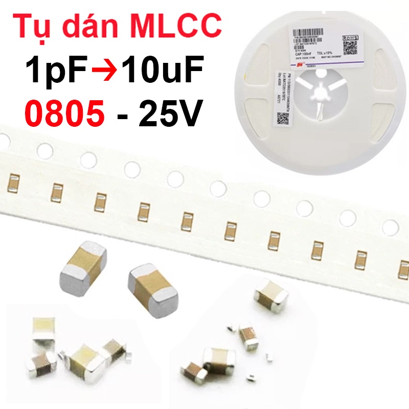 (Gói 50 con) tụ gốm, tụ dán đa lớp MLCC- size 0805- 25V