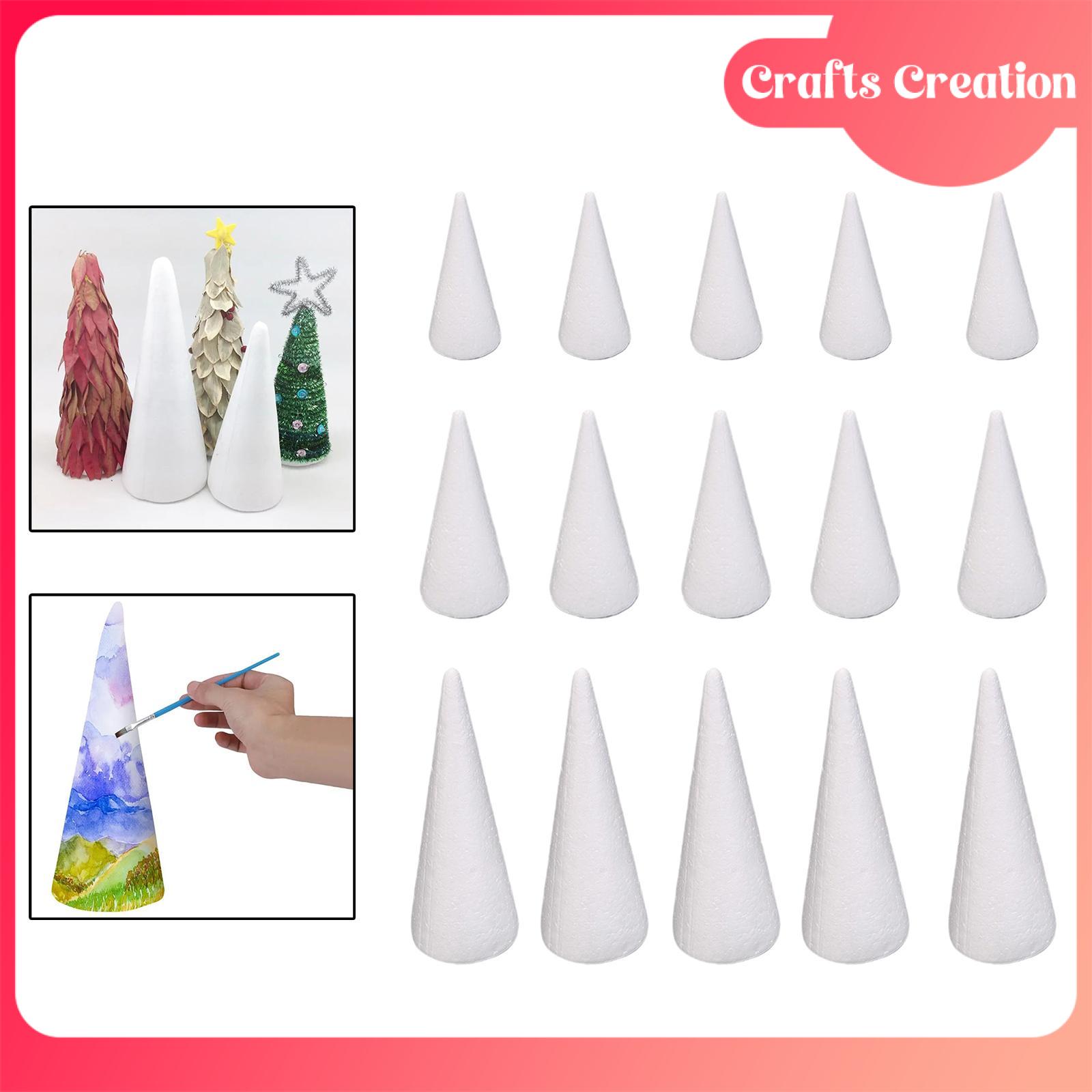 15Pcs Craft Foam Cones White Polystyrene Cones for Wedding Festival DIY