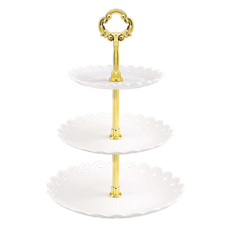 💥Fruit tray European-style dessert table Fruit tray Three-layer cake stand snack stand Wedding party candy tray Plastic dry fruit tray