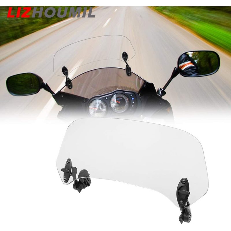 LIZHOUMIL 1 Set Motorcycle Windshield Extension Adjustable Spoiler Universal Clamp-on Windscreen Deflector Parts