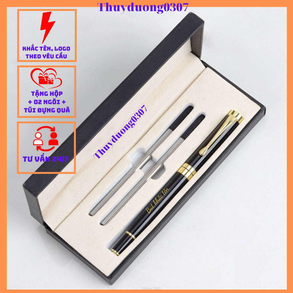 Bút khắc tên, bút ký khắc tên BK01 (Tặng hộp đựng + 02  ngòi + Túi đựng quà)