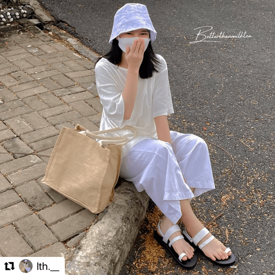 [No.20] Giày Sandals xỏ ngón phối màu trắng đen