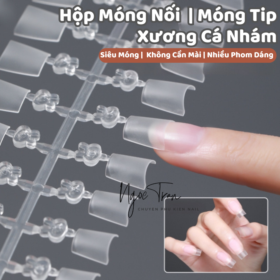 Hộp Móng Nối Siêu Mỏng Nhám | Phom Than Nhọn Oval Tròn | Móng Tip 300 Móng