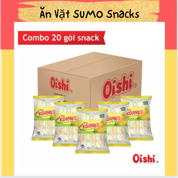 Thùng 20 gói Oishi Snack Bắp Trái Vị Bắp Ngọt Kornee80g gói