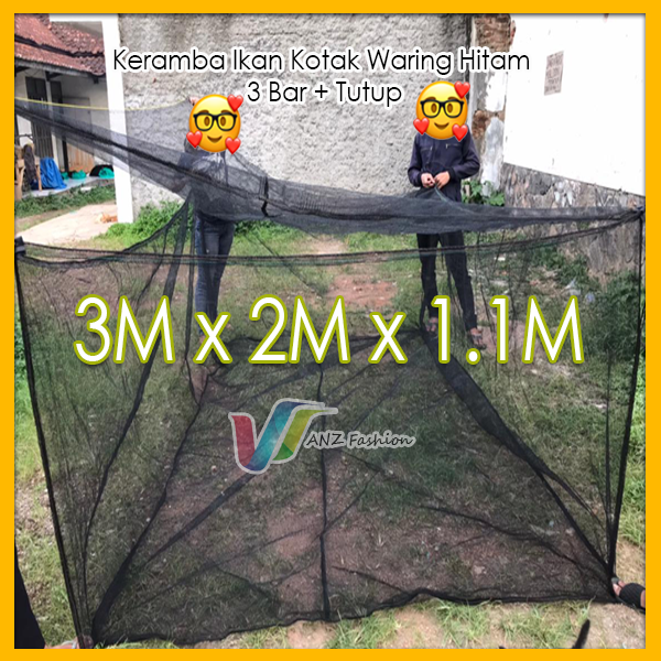 Keramba Ikan + Tutup waring jaring kotak RK 3 bar ukuran 3x2x1 | Lazada ...