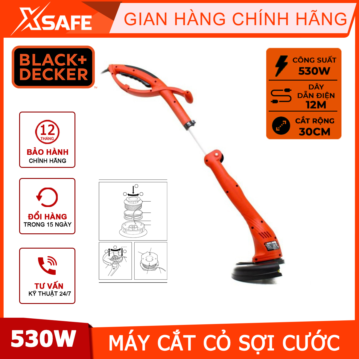 Black decker gl300 brush cutter 220v power 300w idle speed 10.000 rpm/min