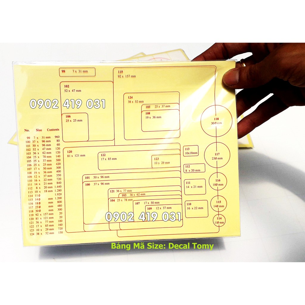 Tem Nhãn Dán Giấy Decal Tomy ( Khách Chọn size )