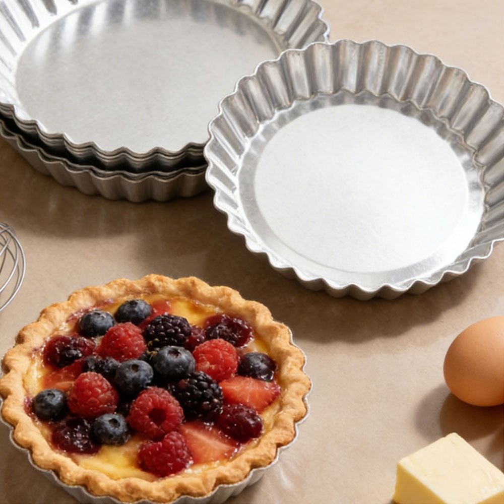 Bakeware Edge-patterned Egg Tart Molds Nonstick Flower Shape Pizza Baking Pan Aluminum Fluted Pie Plate Mould Baking.