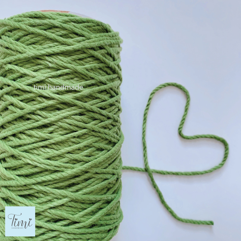 Dây thừng macrame cotton màu XANH OLIVE size 3mm/5mm mềm mịn