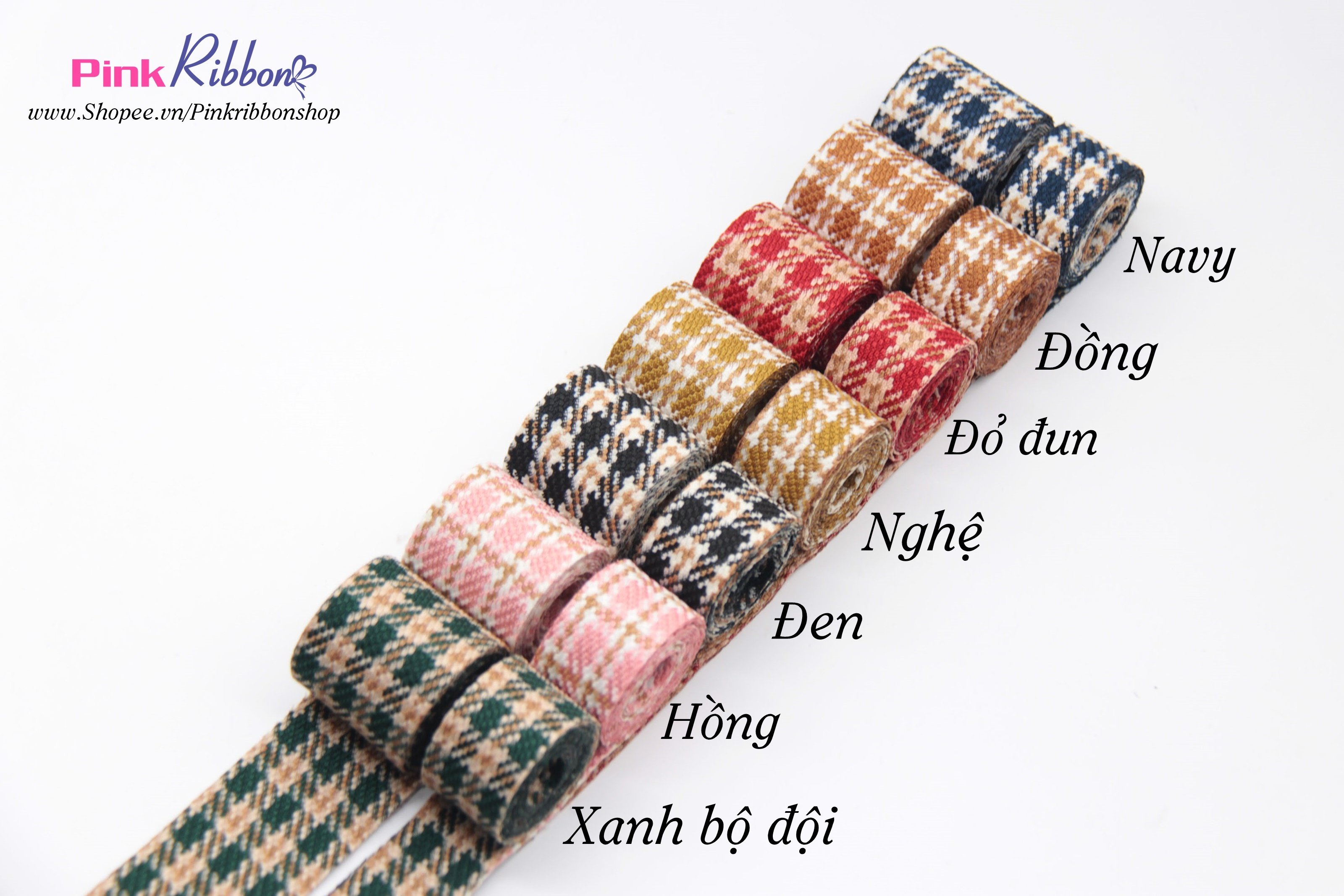 Ruy băng dạ kẻ mỏng cao cấp