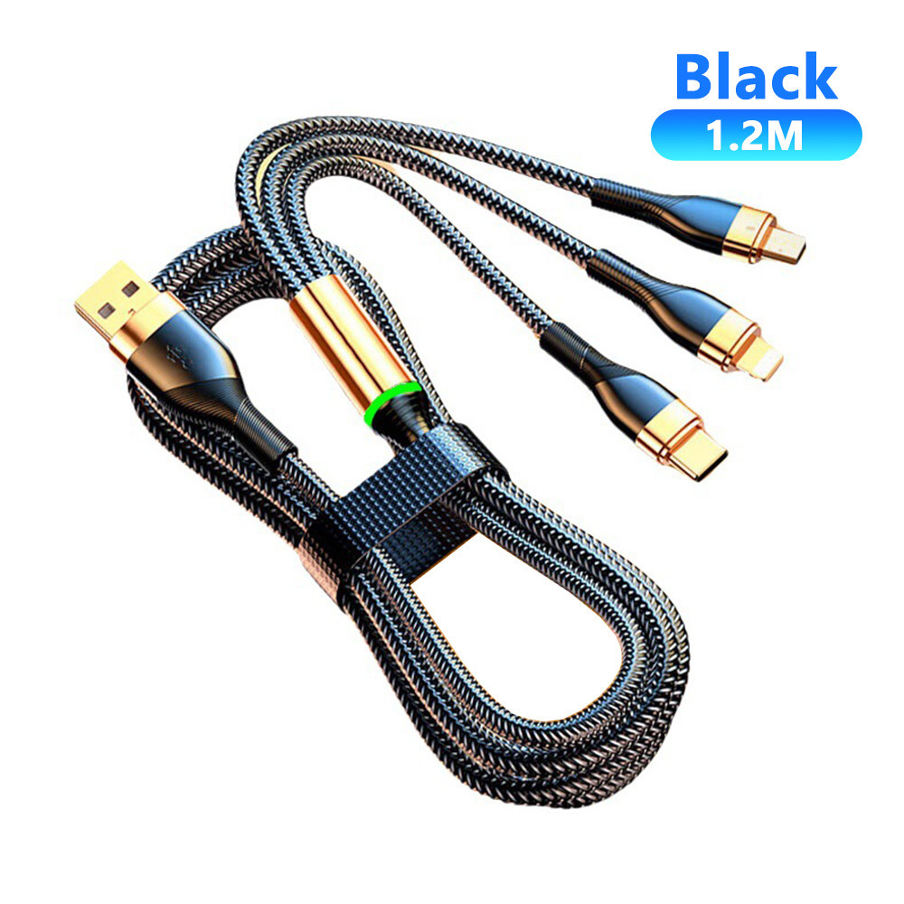 6a 100w usb charge cable 3-in-1 micro usb type c fast charging cable wire