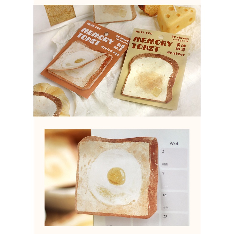Cdaily|30pcs Memory Bread Sticky Notes Cute Sticky Notes Student Sticky Notes Paper Message Paper Memo Portable Small Notebook