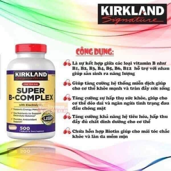 Viên Uống Bổ Sung Vitamin B Kirkland Super B-Complex chai 500 viên