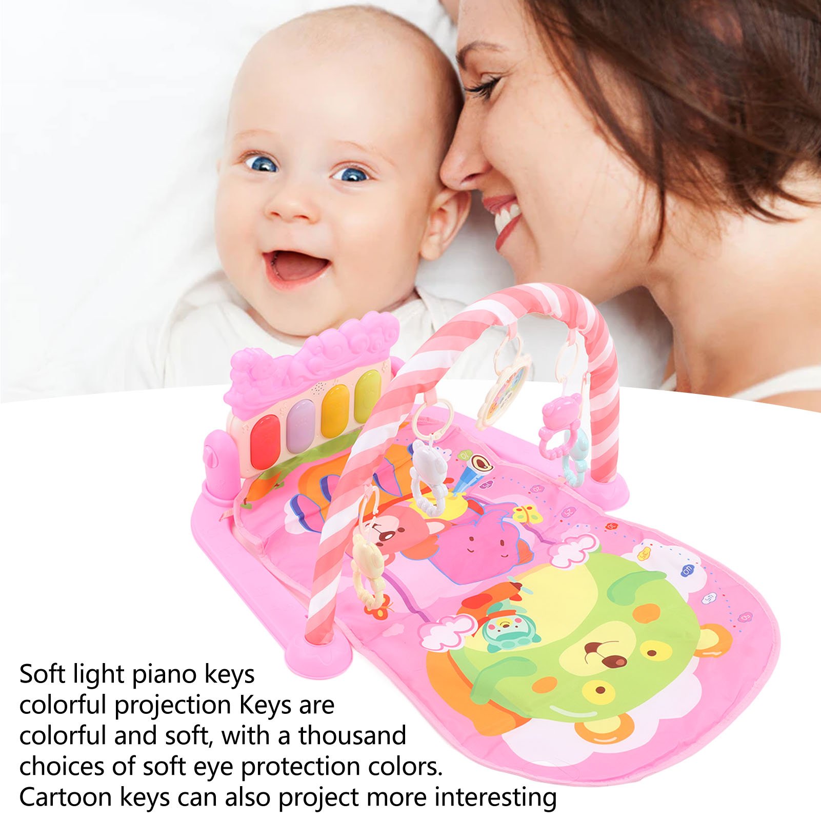 Baby Gyms Play Mats Kick and Play Piano Gym Mat Multifunctional Early Educational with Lullabies Lights for Tummy Time Babies