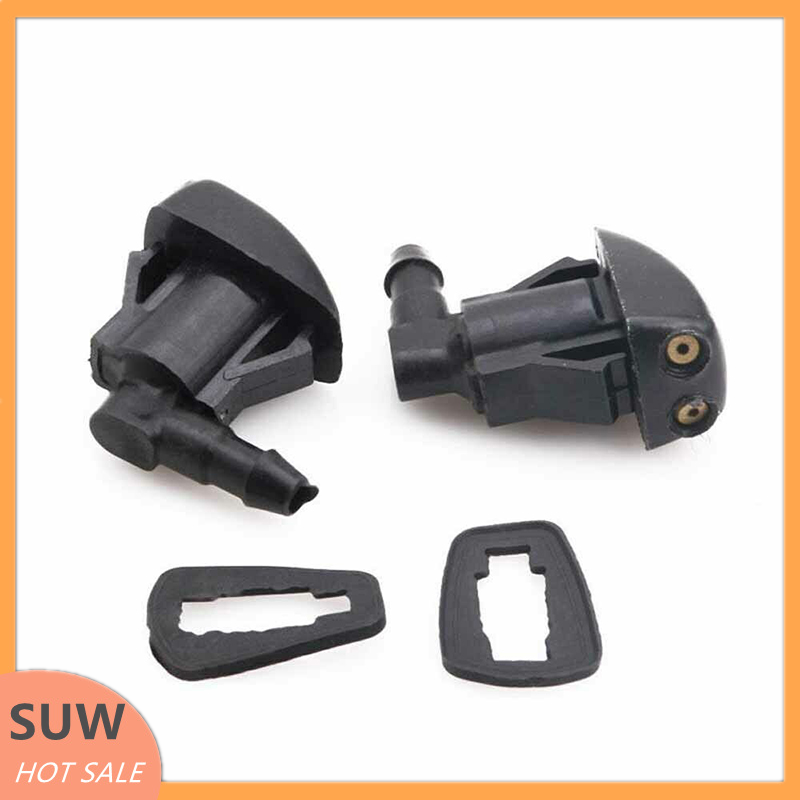 🛵SUW 2pcs Universal Black Auto Car Front Windshield Washer Wiper Spray Nozzle Set