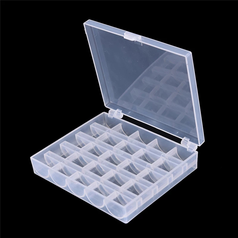 Dragon 25 Spools Empty Bobbins Sewing Machine Bobbin Case Organizer Storage Plastic Box